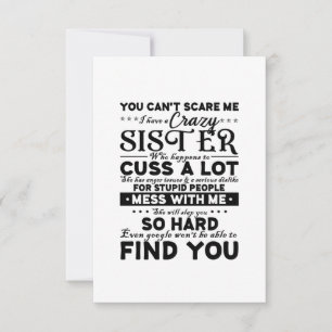 You Cant Scare Me i have a Crazy Sister RSVP Karte