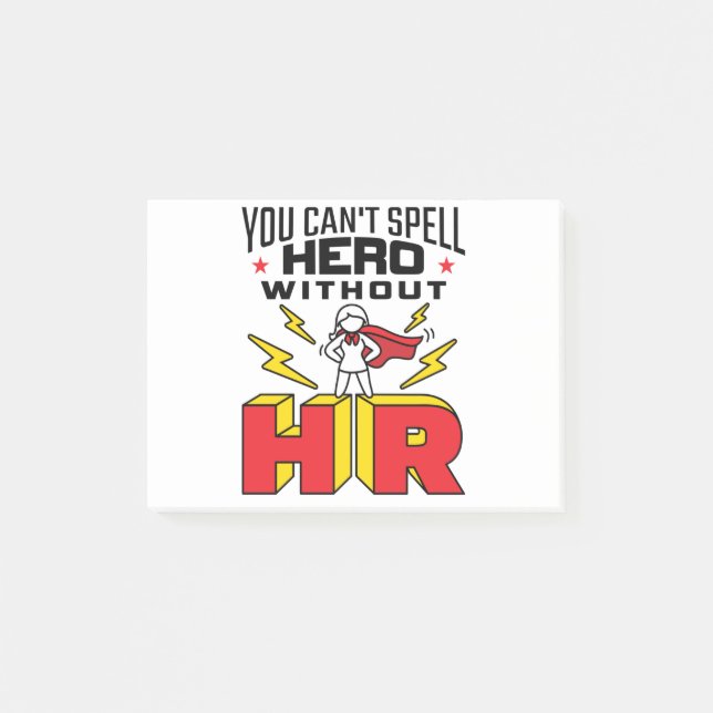 You Can't Spell Hero Without HR Human Resources Post-it Klebezettel (Vorderseite)
