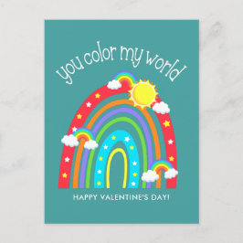You color my world | Kids Valentine Postkarte