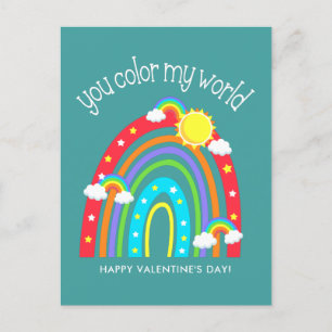 You color my world   Kids Valentine Postkarte