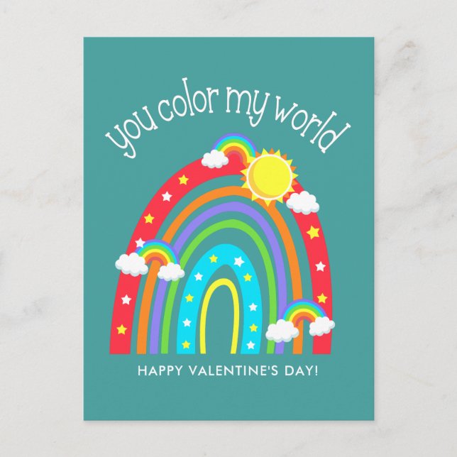 You color my world | Kids Valentine Postkarte (Vorderseite)