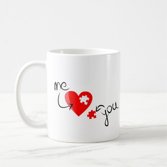 "You Complete Me" Herz-Puzzle – Geschenk für Paare Kaffeetasse (Links)