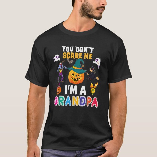 You Don't Scare Me I'm A Grandpa  Halloween Pumpki T-Shirt (Vorderseite)