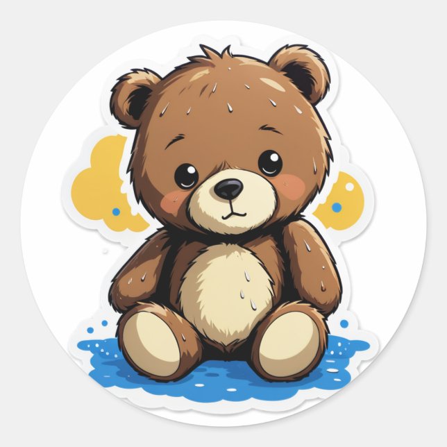 You Forgot Me? – Sad Teddy in the Rain Sticker (Vorderseite)