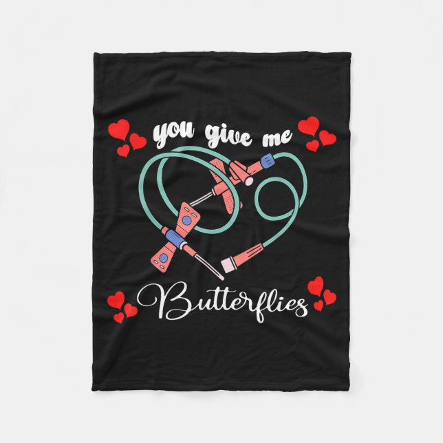 You Give Me Butterflies Phlebotomist Pbt Valentine Fleecedecke (Vorderseite)
