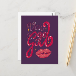 You Go Girl – Confidence Boost Quote Dark Purple Postkarte