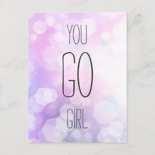 You Go Girl - Lila Bokeh Inspiration Zitat Postkarte