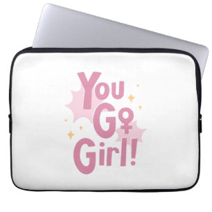 You Go Girl   Süße rosa Elektronik-Tasche  Laptopschutzhülle