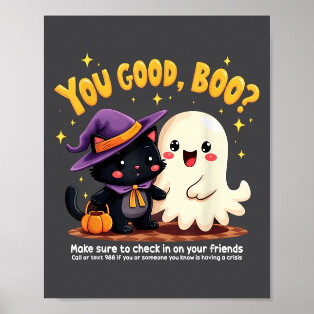 You Good, Boo_ Suicide Prevention Halloween Mental Poster (Vorne)