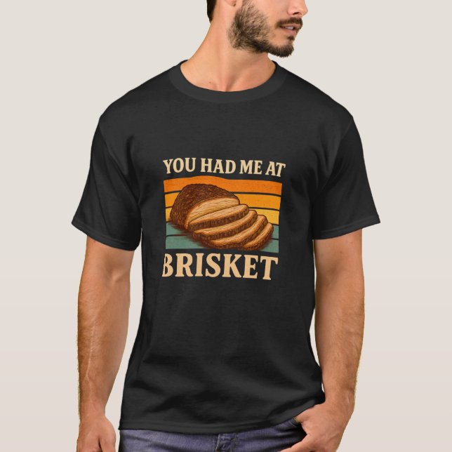 You Had Me at Brisket Retro Sunset BBQ Smoker Food T-Shirt (Vorderseite)
