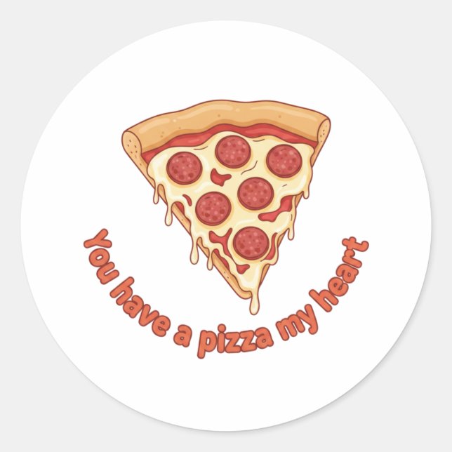You Have A Pizza My Heart Funny Valentine Food Pun Runder Aufkleber (Vorderseite)