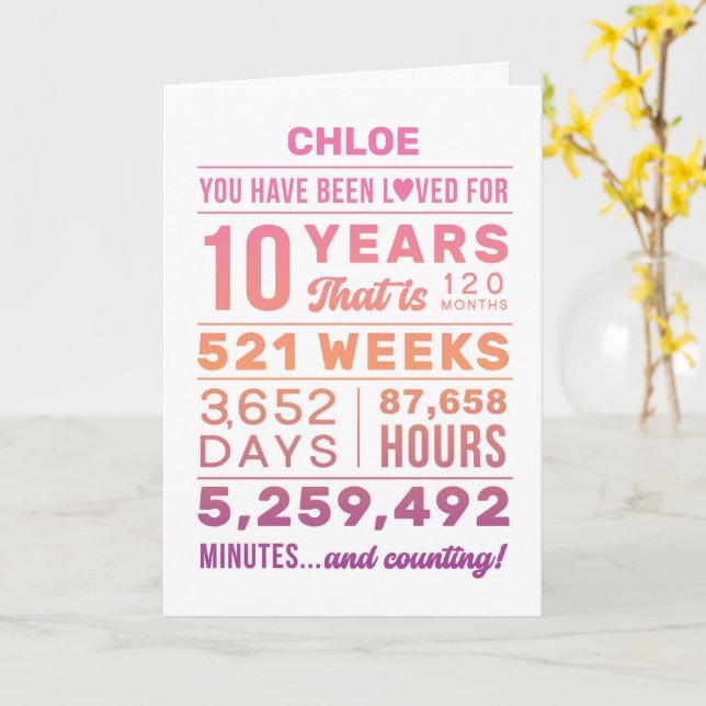 You Have Been Loved 10 Years Birthday Card Karte (Gelbe Blume)