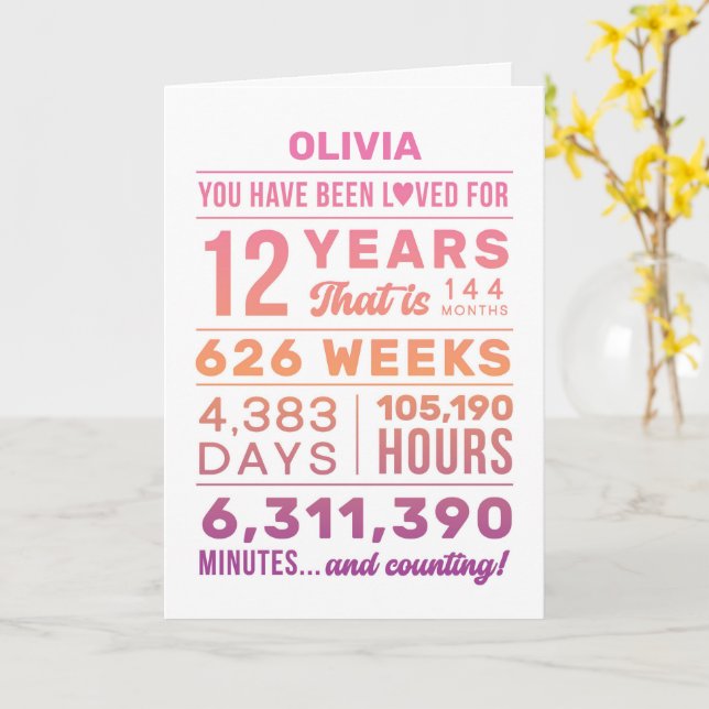 You Have Been Loved 12 Years Birthday Card Karte (Gelbe Blume)