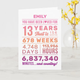 You Have Been Loved 13 Years Birthday Card Karte