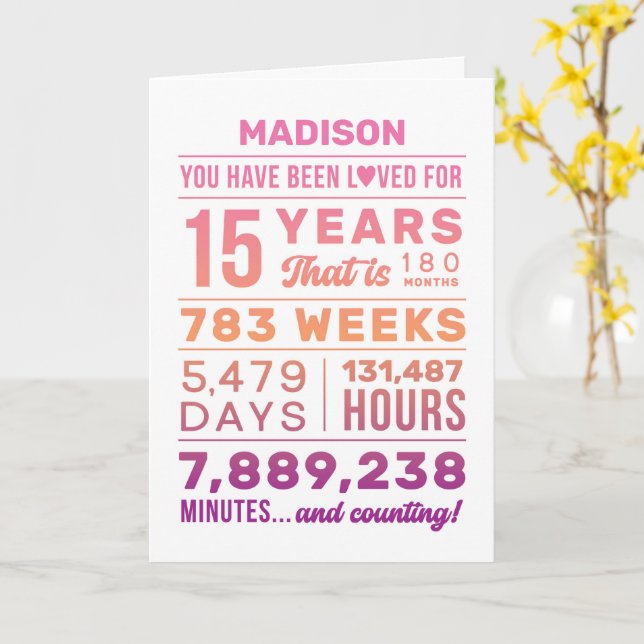 You Have Been Loved 15 Years Birthday Card Karte (Gelbe Blume)