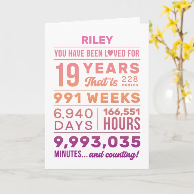 You Have Been Loved 19 Years Birthday Card Karte (Gelbe Blume)