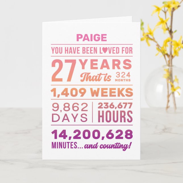 You Have Been Loved 27 Years Birthday Card Karte (Gelbe Blume)