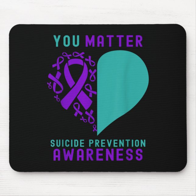 You - Heart &amp; Ribbon Design Suicide Prevention Mousepad (Vorne)