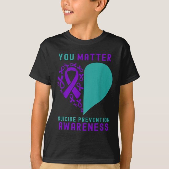 You - Heart &amp; Ribbon Design Suicide Prevention T-Shirt (Vorderseite)