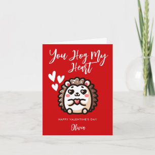 You Hog My Heart Igel-Wortspiel zum Valentinstag Karte