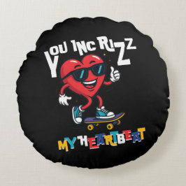 You Inc Rizz my Heartbeat - Cute skateboard heart Rundes Kissen