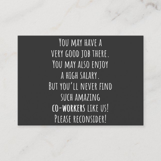 you’ll never find such amazing co-workers like us! visitenkarte (Vorderseite)