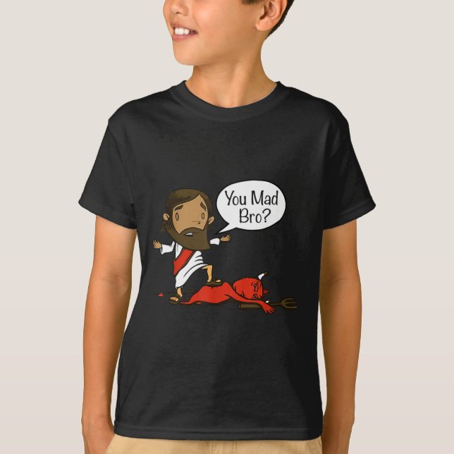 You Mad Bro - Funny Christian Jesus And Devil  T-Shirt (Vorderseite)
