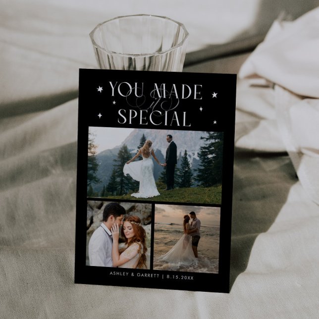 You Made It Special Wedding Photo Black Dankeskarte (Von Creator hochgeladen)