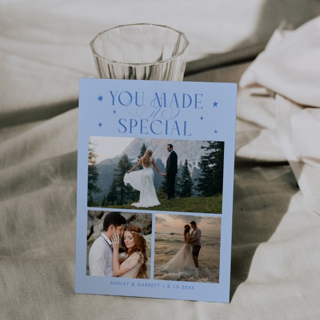 You Made It Special Wedding Photo Icy Blue Dankeskarte (Von Creator hochgeladen)
