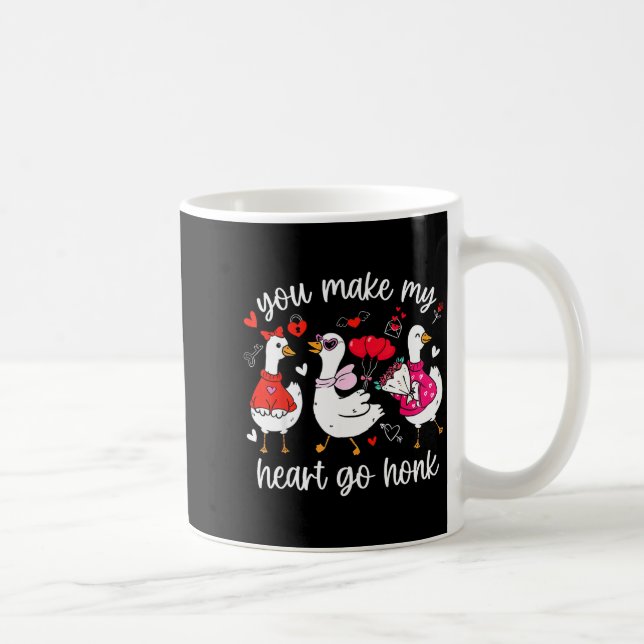 You Make My Heart Go Honk Funny Silly Valentine Go Kaffeetasse (Rechts)