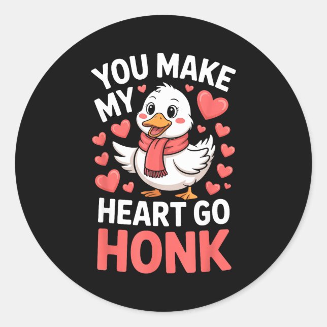 You Make My Heart Go Honk Valentine Goose Funny  Runder Aufkleber (Vorderseite)
