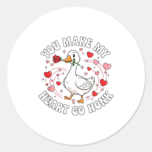 You Make My Heart Go Honk Valentine Goose Love Cou Runder Aufkleber (Vorderseite)