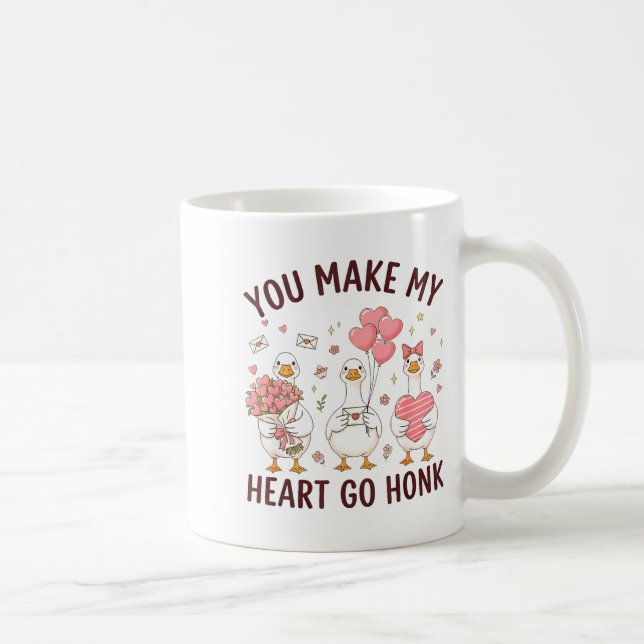 You Make My Heart Go Honk Valentine Goose Preppy  Kaffeetasse (Rechts)