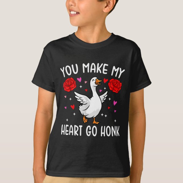 You Make My Heart Go Honk Valentine Goose  T-Shirt (Vorderseite)
