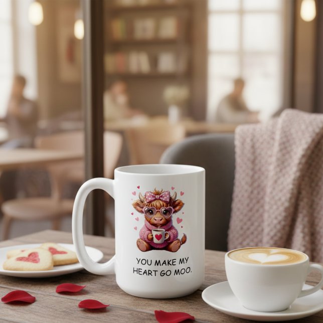 You Make My Heart Go Moo Funny Valentines  Day Kaffeetasse (Von Creator hochgeladen)