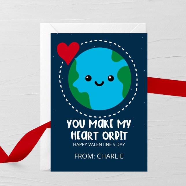 You Make My Heart Orbit Valentine's Day Card Mitteilungskarte (Von Creator hochgeladen)