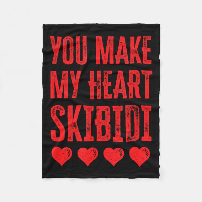 You Make My Heart Skibidi Funny Valentine Day Kids Fleecedecke (Vorderseite)