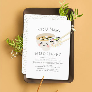 You Maki Miso Happy Miso Soup Sushi Roll Birthday Einladung