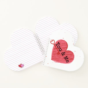 You & Me Chic Red Heart and Key Valentinstag Notizbuch