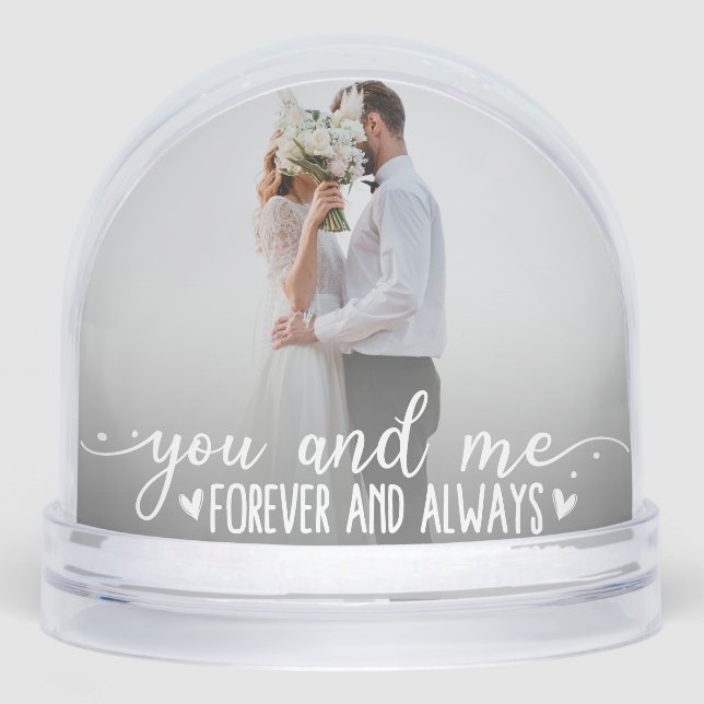 You & Me Forever and Always Picture Heart Couple  Schneekugeln (Vorderseite)