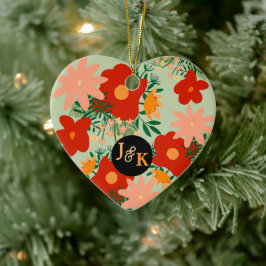 You & Me Romance Rotes Blume Herz Keramik Ornament