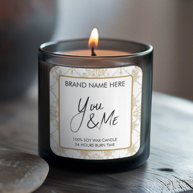 You & Me Valentine's Day Candle Label Quadratischer Aufkleber (Von Creator hochgeladen)