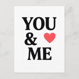 YOU & ME with Heart Minimal Valentine’s Day Typogr Postkarte