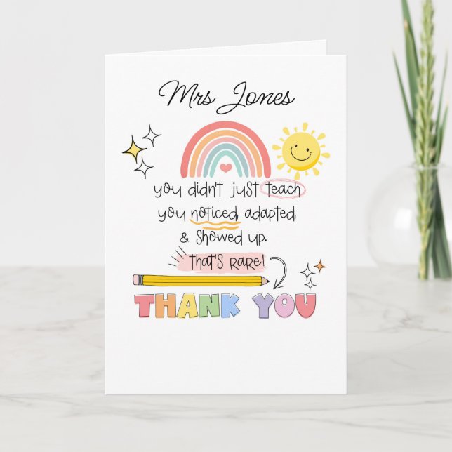 You Noticed Teacher Thank You SENCO SEN teacher Karte (Vorderseite)