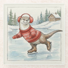 You Otter Be Skating, Glass Coaster Glasuntersetzer