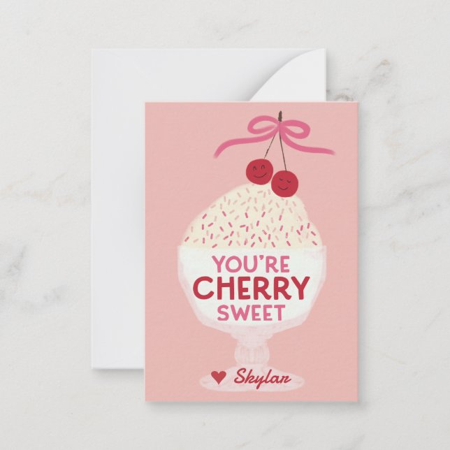 You’re Cherry Sweet Classroom Valentines Card Mitteilungskarte (Vorderseite)