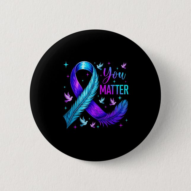 You Ribbon Bird Suicide Prevention Awareness  Button (Vorderseite)