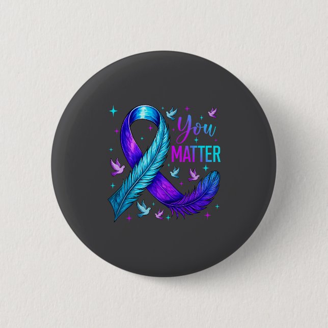 You Ribbon Bird Suicide Prevention Awareness  Button (Vorderseite)