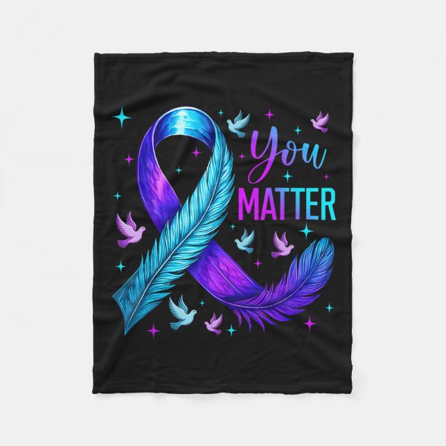 You Ribbon Bird Suicide Prevention Awareness  Fleecedecke (Vorderseite)
