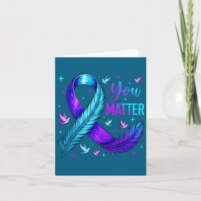 You Ribbon Bird Suicide Prevention Awareness  Karte (Vorderseite)